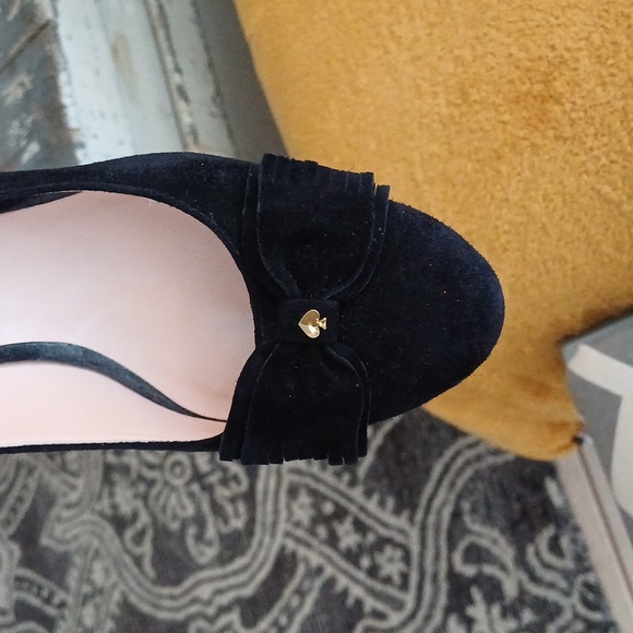 🔥🔥🔥Kate Spade New York Whitlee suede black bow wedge slip ons 10.5 - Picture 6 of 16